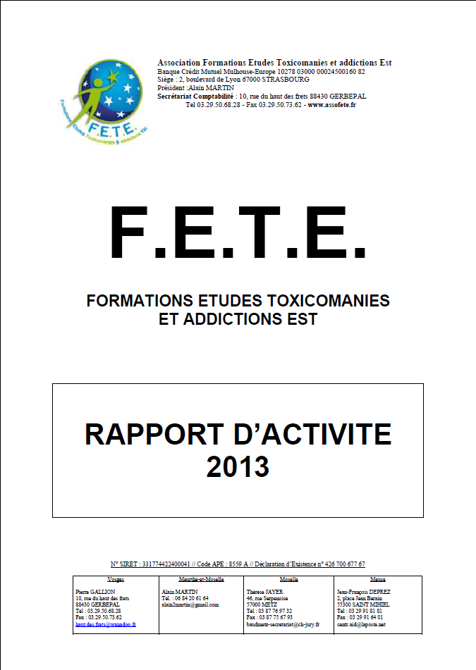 bilan; 2013; rapport; activite